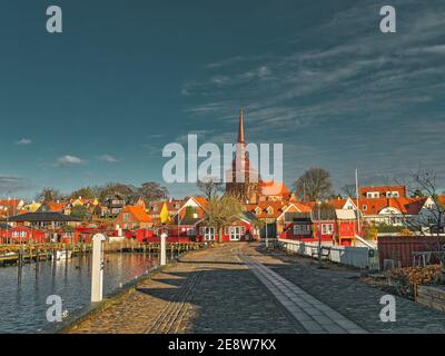 Porto turistico di Nysted a Lolland, nella Danimarca rurale Foto Stock