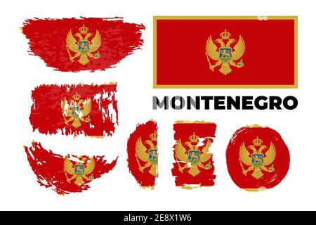 Bandiera nazionale del Montenegro, colori ufficiali e proporzioni corrette. Illustrazione Vettoriale