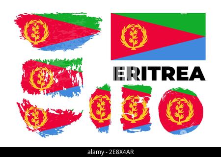 Bandiera nazionale dell'Eritrea, colori ufficiali e proporzioni corrette. Illustrazione Vettoriale