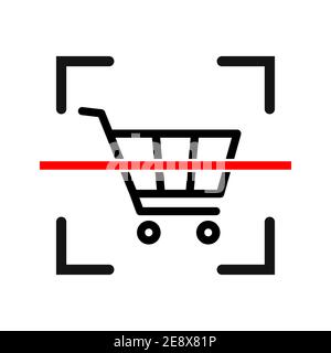 Icona di scansione del carrello. Concetto di commercio elettronico. Illustrazione vettoriale. Icona acquisti online. Illustrazione Vettoriale