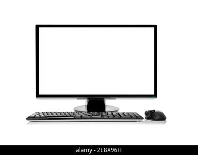 Computer desktop o monitor del computer isolati su bianco. Foto Stock