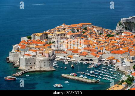 Splendida vista sul bellissimo centro storico di Dubrovnik, Croazia Foto Stock