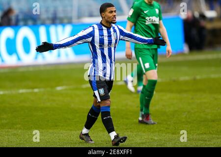 Elias Kachunga di Sheffield Wednesday durante la partita del campionato Sky Bet a Hillsborough, Sheffield. Data immagine: Sabato 30 gennaio 2021. Foto Stock