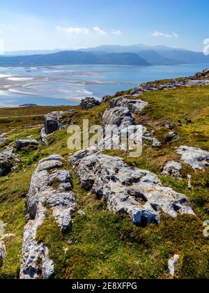 Paesaggio con rocce calcaree vicino alla cima del Grande Orme un promontorio adiacente a Llandudno in Conwy Galles del Nord REGNO UNITO Foto Stock