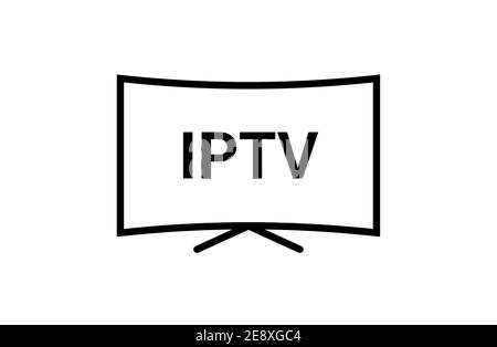 Icona della linea vettoriale IPTV. Icona di concetto del box dei canali video di IP TV. Illustrazione Vettoriale