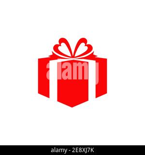 Modello vettoriale per il design del logo della confezione regalo Illustrazione Vettoriale