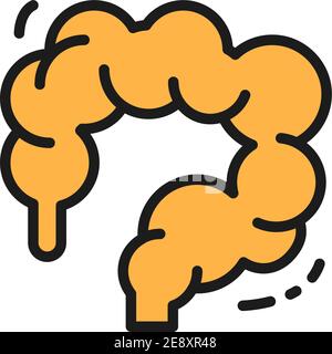 Tratto intestinale, colon, intestini, icona della linea di colore piatta dell'organo umano. Illustrazione Vettoriale