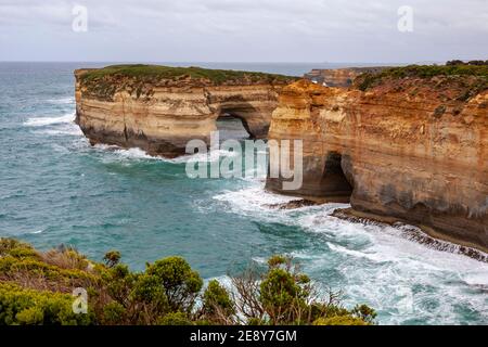 Vista panoramica, LOCH ARD GORGE, Great Ocean Road, Melbourne, Australia Foto Stock