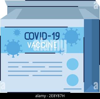 fiale per vaccini virali di covid19, confezione da imballaggio Illustrazione Vettoriale