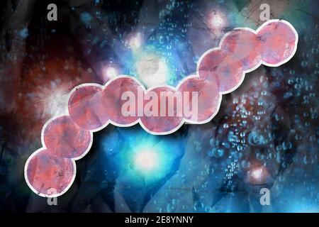 Strep gola nota anche come Streptococcus Pneumonia batteri nella bocca 3D illustrazione digitale Foto Stock