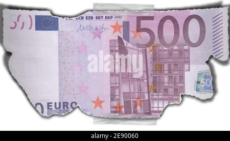 500 Euro sfondo souvenir.valuta, valuta dell'Unione europea, numero, numero 500, carta Foto Stock