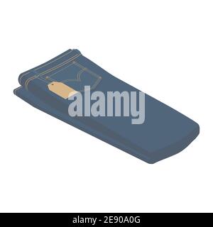 Jeans blu giacciono isolati su sfondo bianco vista isometrica. Vettore Illustrazione Vettoriale