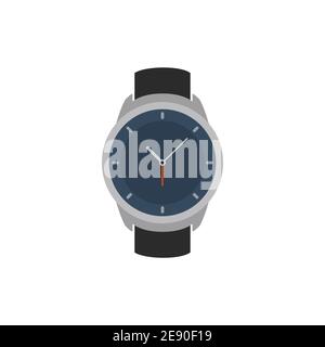 Icona dell'orologio da polso vettoriale. Orologio da polso orologio a mano illustrazione per gli uomini. Orologio svizzero piatto Illustrazione Vettoriale