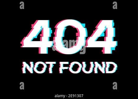 Errore di errore 404 pagina del computer. Schermata effetto layout errore banner di anaglyph glitch 404 Illustrazione Vettoriale