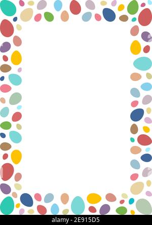 Cornice pasquale o confine con uova colorate su sfondo bianco isolato. Illustrazione Vettoriale