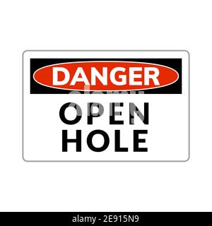 Segnale di avvertenza pericolo foro aperto. Icona di protezione di sicurezza Illustrazione Vettoriale