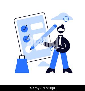 Businessman che compila l'elenco delle attività con vettore di illustrazione a matita Illustrazione Vettoriale