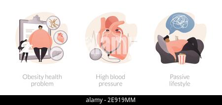 Problemi di stile di vita inattivo illustrazioni vettoriali astratte. Illustrazione Vettoriale