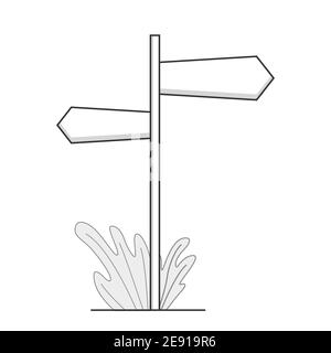 Segnaletica stradale.illustrazione vettoriale stile lineare segno direzionale.isolato su sfondo bianco. Illustrazione Vettoriale