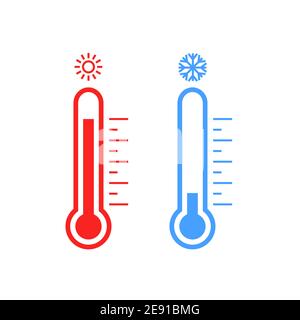 Icona termometro freddo e caldo. Indicatore temperatura di congelamento vettore tempo caldo freddo Illustrazione Vettoriale