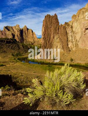 Smith Rock state Park, Terrebonne, Oregon Stati Uniti Foto Stock
