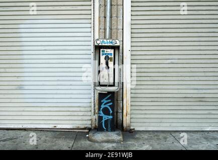 Telefono pubblico, Los Angeles, California, Stati Uniti d'America Foto Stock