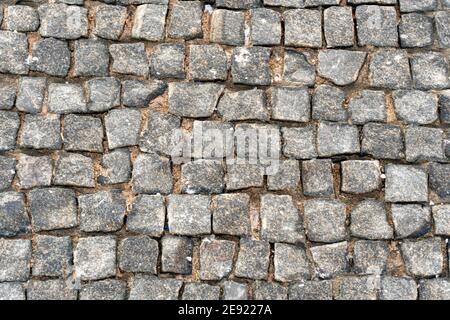 Fondo in pietra grigia, lastre per pavimentazione in pietra, struttura in pietra per pavimentazione Foto Stock