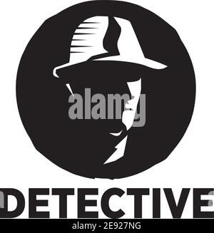 Modello di illustrazione vettoriale del logo dell'icona dell'uomo del detective Illustrazione Vettoriale