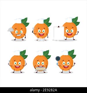Personaggio cartoon di pompelmo con varie emoticon chef. Illustrazione vettoriale Illustrazione Vettoriale