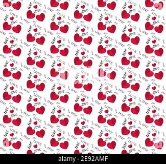 Pattern vettoriale senza cuciture con cuore rosso su sfondo bianco Illustrazione Vettoriale
