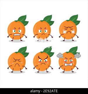 Personaggio cartoon grapefruit con varie espressioni arrabbiate. Illustrazione vettoriale Illustrazione Vettoriale