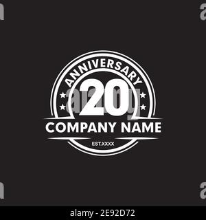 20° anniversario emblema logo icona disegno vettore modello Illustrazione Vettoriale