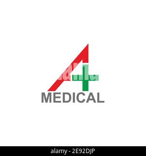 Lettera A più medico semplice vettore colorato logo Illustrazione Vettoriale