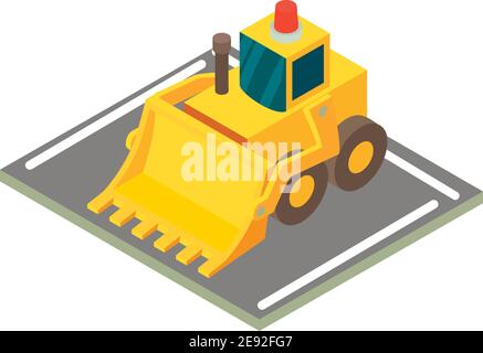 Icona apripista gommato. Illustrazione isometrica dell'icona vettoriale del bulldozer gommato per il Web Illustrazione Vettoriale