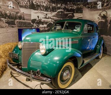 1939 Chevrolet Coupe in mostra al Nelson Classic Car Museum, South Island, Nuova Zelanda. Foto Stock