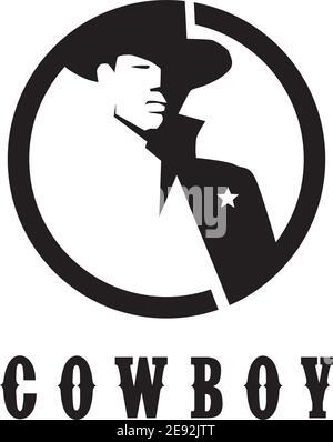 Modello di illustrazione vettoriale con logo Cowboy Illustrazione Vettoriale