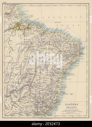 BRASILE ORIENTALE. Bahia Minas Gerais Pernambuco Maranhao. JOHNSTON 1910 vecchia mappa Foto Stock