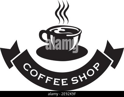 Modello di illustrazione vettoriale per il design del logo della caffetteria Illustrazione Vettoriale