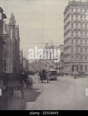 Collins Street, Melbourne. Victoria Australia. STODDARD 1895 vecchia stampa antica Foto Stock