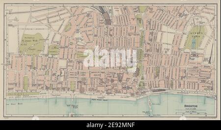 Piano della città DI BRIGHTON. Sussex 1920 vecchia mappa vintage Foto Stock