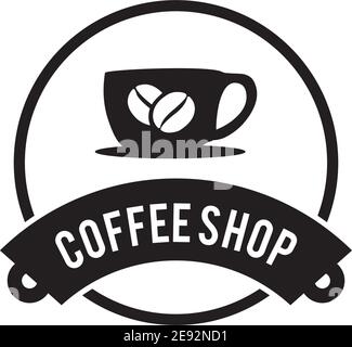 Modello di illustrazione vettoriale per il design del logo della caffetteria Illustrazione Vettoriale