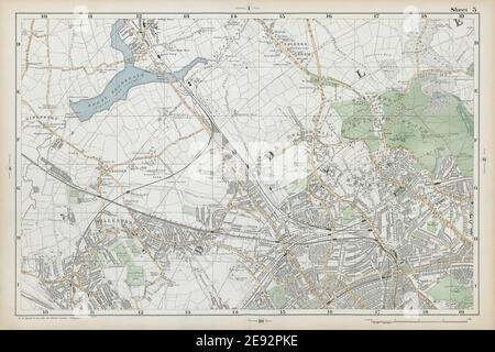 HAMPSTEAD WILLESDEN Cricklewood Golders Green Kilburn Belsize Pk BACON 1906 mappa Foto Stock