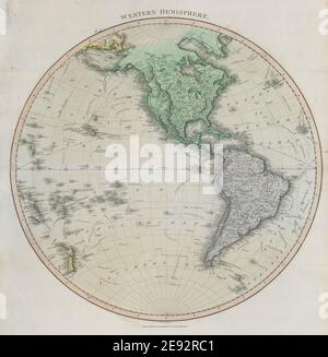 'Emisfero occidentale'. Nord / Sud America. Polinesia. THOMSON 1817 vecchia mappa Foto Stock