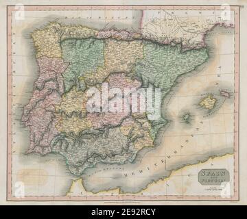 "Sain and Portugal" di John Thomson. Regioni. Iberia 1817 vecchia mappa antica Foto Stock