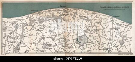 NORFOLK COSTA. Cromer e Sheringham dintorni. North Walsham Mundesley 1961 mappa Foto Stock