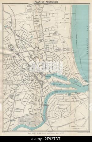 ABERDEEN vintage città turistica piano città. Scozia. BLOCCO DI REPARTO 1934 vecchia mappa Foto Stock