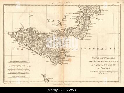 Partie Méridionale du Royaume de Naples &… Sicilia Calabria BONNE 1787 mappa Foto Stock