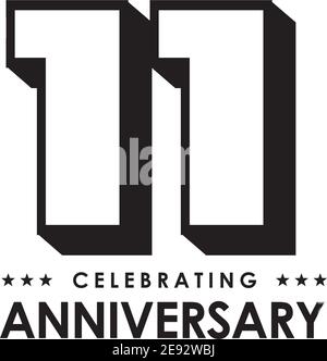 modello di illustrazione vettoriale per il design del logo del 11° anniversario Illustrazione Vettoriale