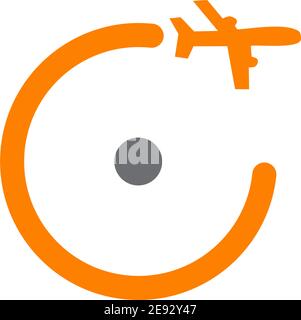 Design del logo dell'azienda di viaggi con utilizzo del modello vettoriale dell'icona del piano illustrazione Illustrazione Vettoriale