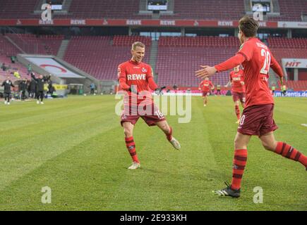 Giubilazione K a goalschuetze Elvis REXHBECAJ (K), l. Ondrej DUDA (K) Calcio 1. Bundesliga, 19° giorno, FC Colonia (K) - Arminia Bielefeld (BI), il 31 gennaio 2021 a Koeln/Germania. ¬ | utilizzo in tutto il mondo Foto Stock